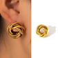 Gold Twisted Knot Large Hoop Earrings for Women – Minimalist Titanium Steel Jewelry
