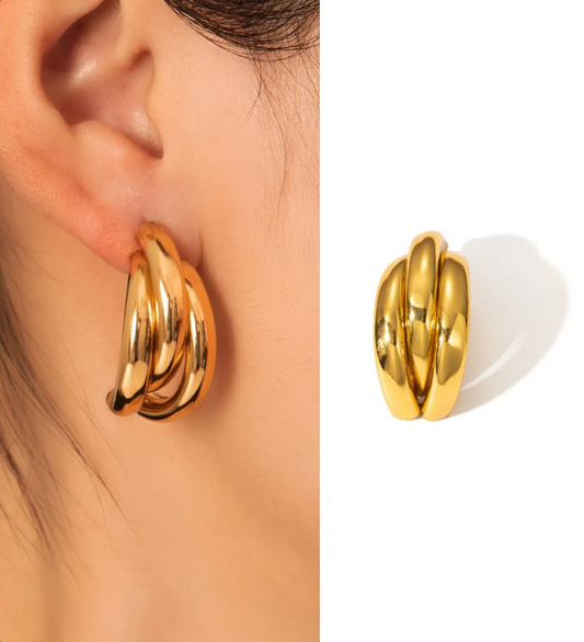 Gold Twisted Knot Large Hoop Earrings for Women – Minimalist Titanium Steel Jewelry
