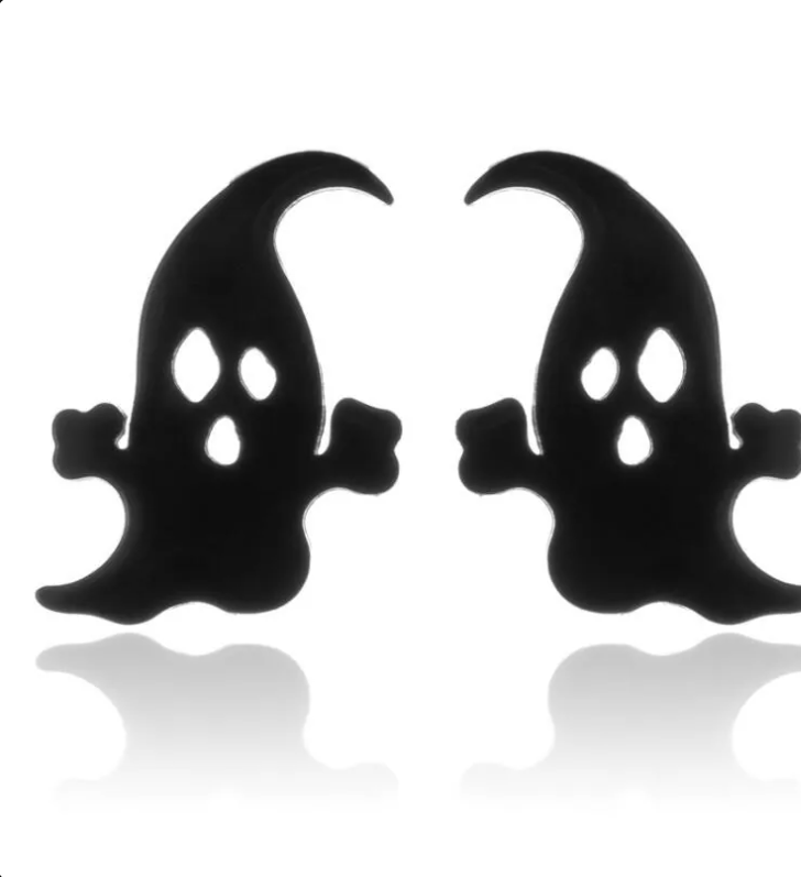 Women’s Stainless Steel Halloween Stud Earrings – Ghost, Skull, Pumpkin & Evil Eye Styles