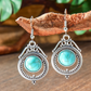 Women’s Antique Silver-Tone Faux Turquoise Drop Earrings – Boho Vintage Jewelry