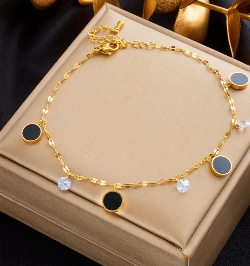 Women's Gold-Tone Matte & Mirror Finish Butterfly Charm Anklet