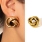 Gold Twisted Knot Large Hoop Earrings for Women – Minimalist Titanium Steel Jewelry