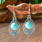 Women’s Antique Silver-Tone Faux Turquoise Drop Earrings – Boho Vintage Jewelry