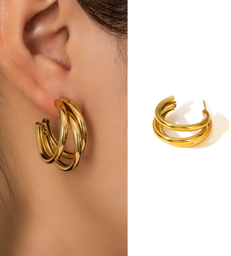 Gold Twisted Knot Large Hoop Earrings for Women – Minimalist Titanium Steel Jewelry