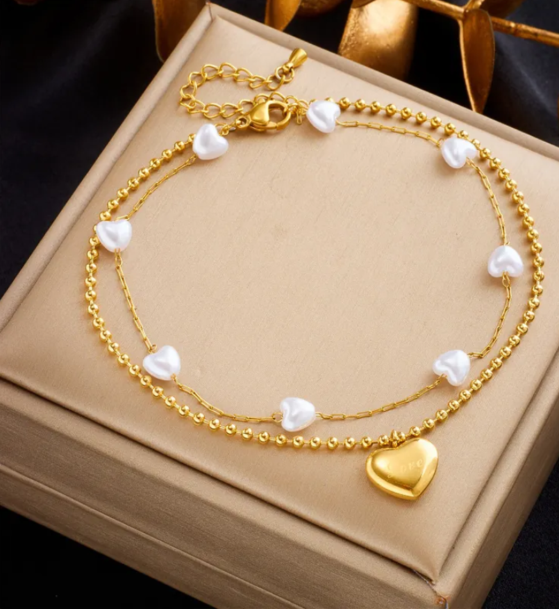 Women's Gold-Tone Matte & Mirror Finish Butterfly Charm Anklet