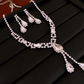 Gold Geometric Zirconia Necklace & Earrings Set for Women – Elegant Wedding Jewelry