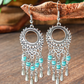 Women’s Antique Silver-Tone Faux Turquoise Drop Earrings – Boho Vintage Jewelry