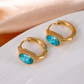 Gold Blue Oval Zircon Hoop Earrings for Women – Vintage Stainless Steel Jewelry