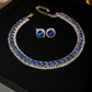 Gold Geometric Zirconia Necklace & Earrings Set for Women – Elegant Wedding Jewelry