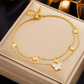 Women's Gold-Tone Matte & Mirror Finish Butterfly Charm Anklet