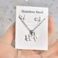 Silver Heartbeat & Couple Figure Necklace and Earrings Set for Women – Minimalist Stainless