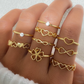 Gold Heart & Butterfly 9-Piece Ring Set for Women