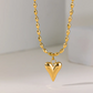 Gold Bead Chain Heart & Pearl Pendant Necklace for Women – Elegant Stainless Steel Jewelry