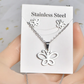 Silver Heartbeat & Couple Figure Necklace and Earrings Set for Women – Minimalist Stainless