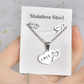 Silver Heartbeat & Couple Figure Necklace and Earrings Set for Women – Minimalist Stainless