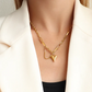 Gold Bead Chain Heart & Pearl Pendant Necklace for Women – Elegant Stainless Steel Jewelry
