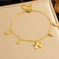 Women's Gold-Plated Stainless Steel Butterfly & Rectangular Crystal Anklet