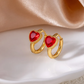 Gold Blue Oval Zircon Hoop Earrings for Women – Vintage Stainless Steel Jewelry