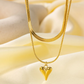 Gold Bead Chain Heart & Pearl Pendant Necklace for Women – Elegant Stainless Steel Jewelry
