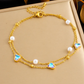 Women's Gold-Plated Stainless Steel Butterfly & Rectangular Crystal Anklet