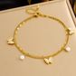 Women's Gold-Plated Stainless Steel Butterfly & Rectangular Crystal Anklet