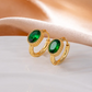 Gold Blue Oval Zircon Hoop Earrings for Women – Vintage Stainless Steel Jewelry