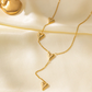 Gold Bead Chain Heart & Pearl Pendant Necklace for Women – Elegant Stainless Steel Jewelry