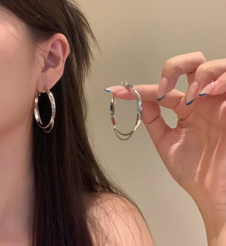 Women’s Geometric Hoop & Stud Earrings – 925 Silver Posts, Assorted Styles