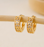 Gold Heart Hollow Zircon Hoop Earrings for Women – Elegant Brass Jewelry