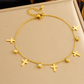 Women's Gold-Plated Stainless Steel Butterfly & Rectangular Crystal Anklet