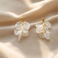 Women’s Floral Petal & Faux Pearl Drop Earrings – 925 Silver Posts