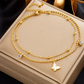 Women’s Gold-Tone EKG Heartbeat Heart Anklet – Minimalist Titanium Steel Jewelry
