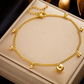 Women’s Gold-Tone EKG Heartbeat Heart Anklet – Minimalist Titanium Steel Jewelry