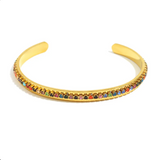 Gold Full Inlaid Zircon Bangle for Women – Elegant Stainless Steel Bracelet