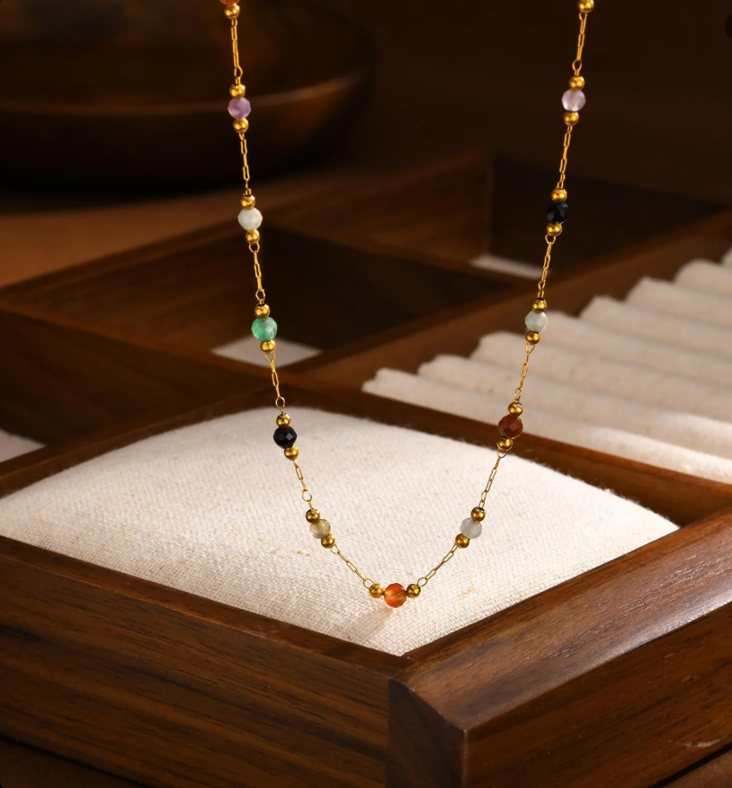 Colorful Natural Stone Beaded Gold-Plated Jewelry