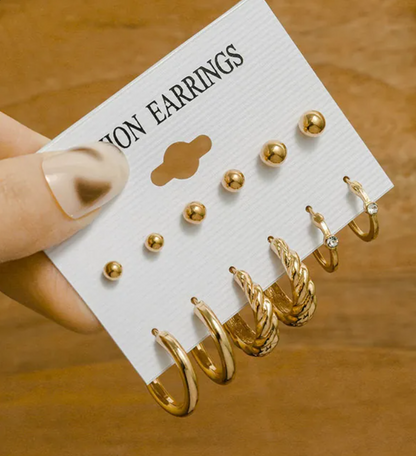 Women’s Gold-Tone Big Hoop Earrings with Faux Pearl Detail – Vintage Style