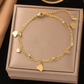 Women's Gold-Plated Stainless Steel Double-Layer Beaded Anklet