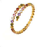 Gold Multicolor Round Rhinestone Bangle for Women – Elegant Statement Bracelet