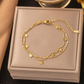 Women's Gold-Plated Stainless Steel Double-Layer Beaded Anklet