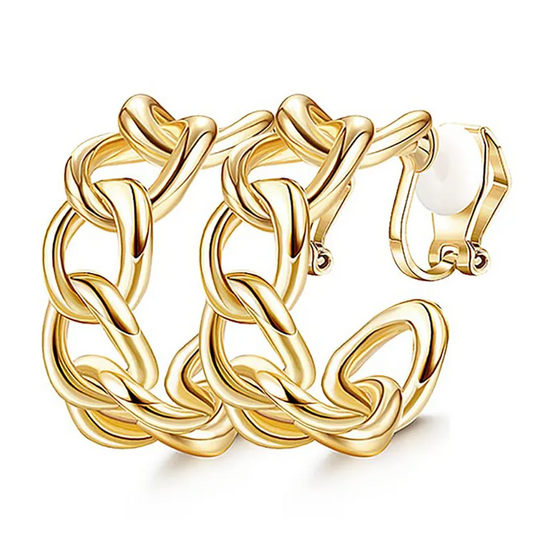 Women’s Geometric Clip-On Earrings – Non-Pierced Zircon & Faux Pearl Styles