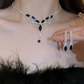Silver Square Rhinestone Necklace & Stud Earrings Set for Women – Elegant Wedding Jewelry