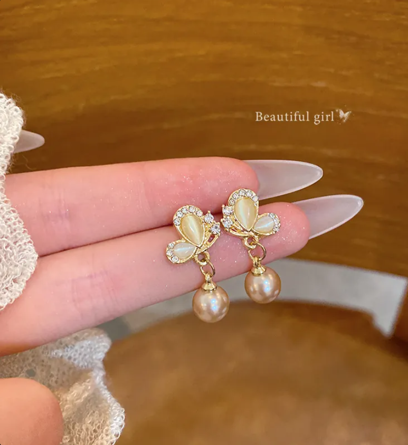 Gold Multi-Layer Claw Zirconia Stud Earrings for Women – Elegant 925 Silver Post Jewelry
