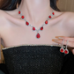 Silver Square Rhinestone Necklace & Stud Earrings Set for Women – Elegant Wedding Jewelry