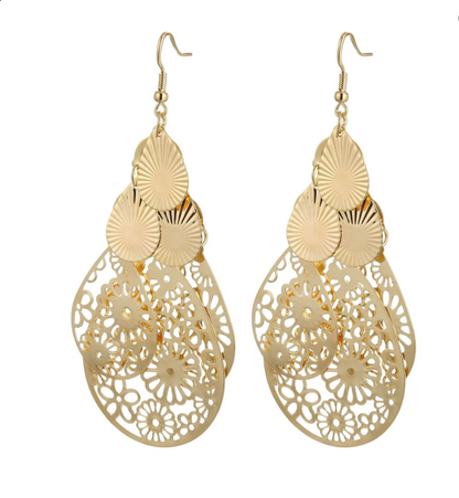 Women’s Geometric Statement Drop Earrings – Gold & Silver Tone Assorted Styles