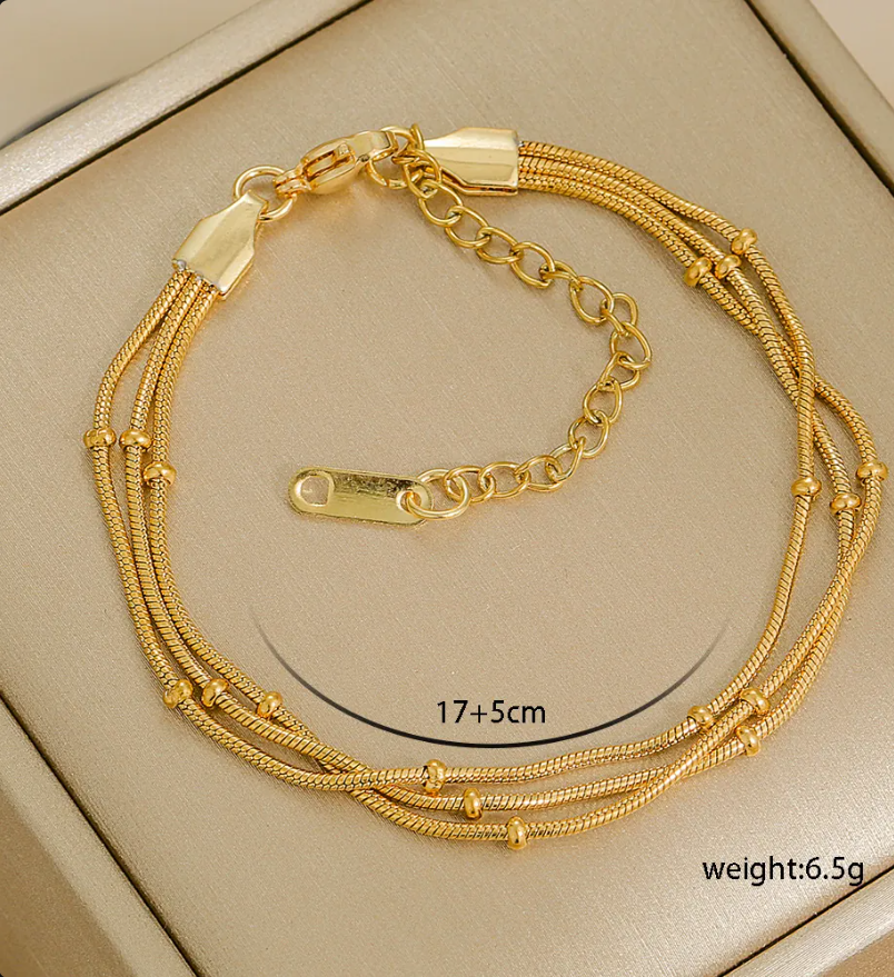 Gold Plated 3mm Polished Snake Chain Anklet for Women – Minimalist Stainless Steel Jewelry