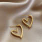 Gold Hollow Heart Stud Earrings for Women – Minimalist 925 Silver Post Jewelry