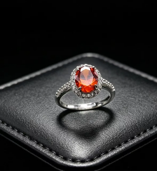 Gold Oval White Rhinestone Ring for Women – Elegant Vintage Statement Jewelry