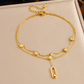 Gold Plated Shell & Starfish Pearl Double-Layer Anklet for Women – Ocean-Inspired Beach Jewelry