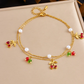 Gold Plated Shell & Starfish Pearl Double-Layer Anklet for Women – Ocean-Inspired Beach Jewelry