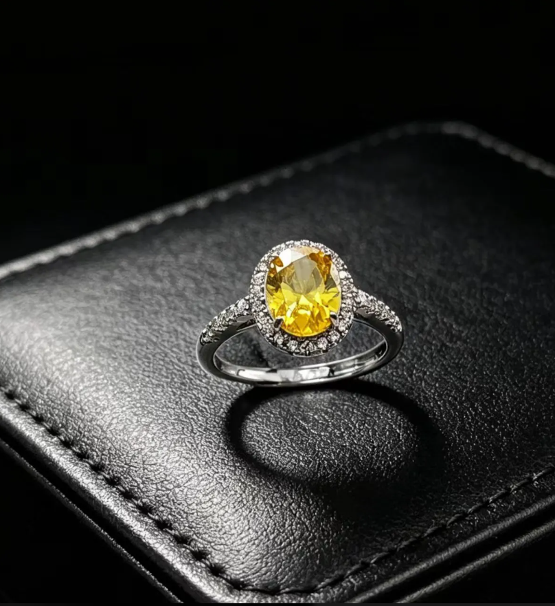 Gold Oval White Rhinestone Ring for Women – Elegant Vintage Statement Jewelry